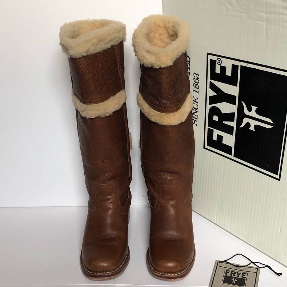 Frye 77025 Campus Shearling Brown Leather Boots